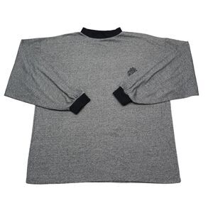 Marquis Sweater Mens M Gray Black Long Sleeve Mock Neck Knit Pullover